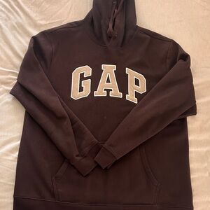 GAP Dark Brown Logo Hoodie with Beige Lettering